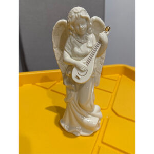 Unbranded White Angel with lute gold trim Decor